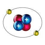 Atome d'Hélium. Deux électrons gravitant autour de deux couples proton-neutron. Crédits: C.P. Rigel