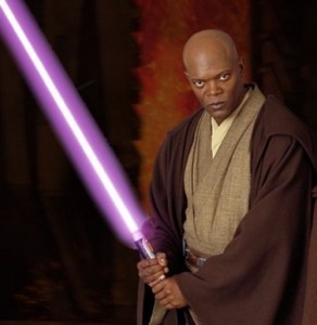 Le maître Jedi, Mace Windu et son fameux sabre laser