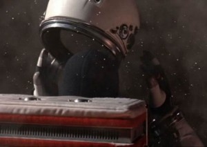 Woodrow Blake enlève son casque dans l'espace (Mission to Mars)