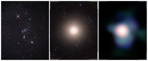 Bételgeuse au sein de la constellation d'Orion. Cette photographie est un collage de photos du VLT. (Crédit: ESO)